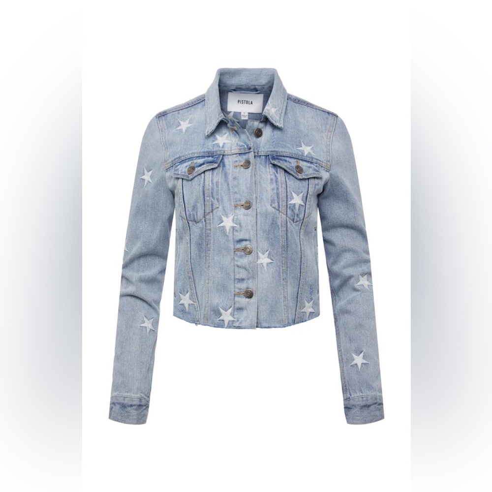 PISTOLA Brando White Star Denim Jacket in White Zodiac